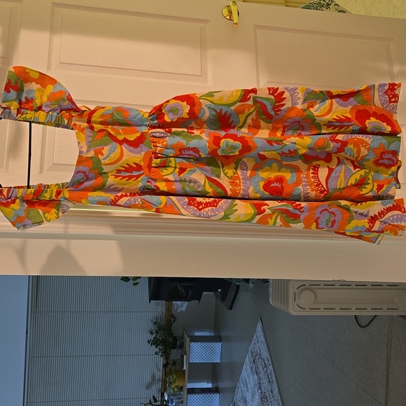 Sezane Melville Heavy Linen Midi Dress w/ Cute Bow Tie Back - Picture 8 of 14